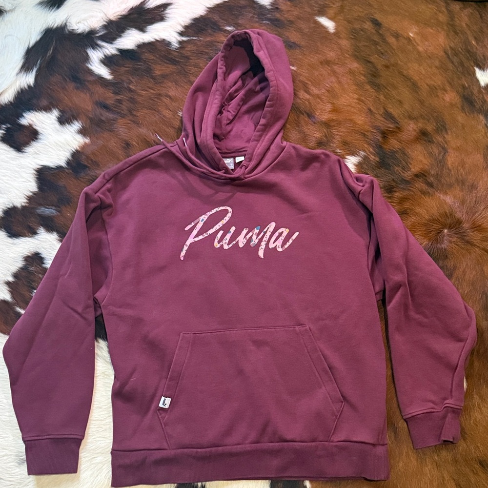 Puma Burgundy Pullover Hoodie Size Small